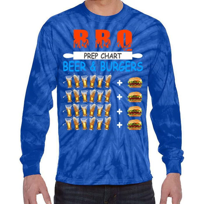 Funny Bbq Beer To Burger Ratio Conversion Prep Chart 6 To 1 Cool Gift Tie-Dye Long Sleeve Shirt