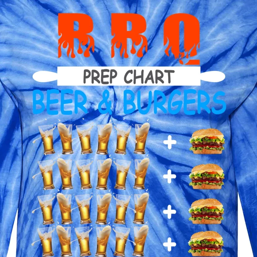 Funny Bbq Beer To Burger Ratio Conversion Prep Chart 6 To 1 Cool Gift Tie-Dye Long Sleeve Shirt