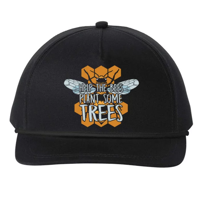 Funny Beekeeper Bee Cool Gift Help The Bees Plant Some Trees Gift Snapback Five-Panel Rope Hat