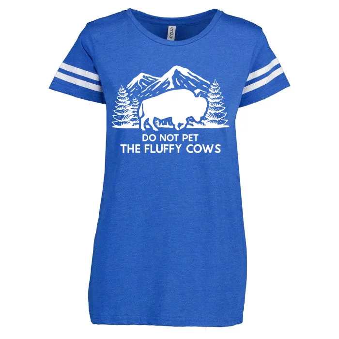 Funny Buffalo Bison Do Not Pet The Fluffy Cow Enza Ladies Jersey Football T-Shirt