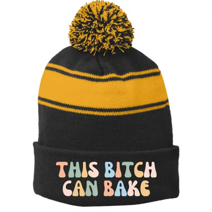 Funny Baker Baking Lover Stripe Pom Pom Beanie