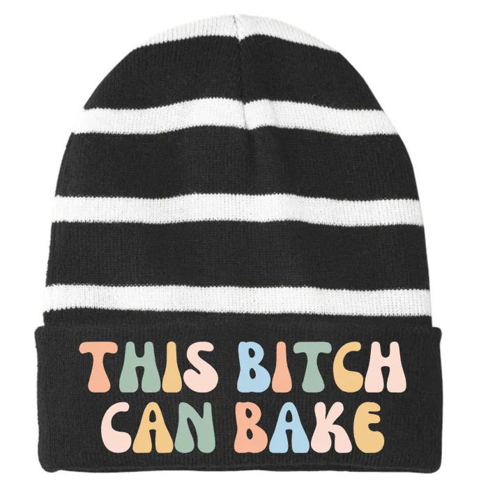 Funny Baker Baking Lover Striped Beanie with Solid Band