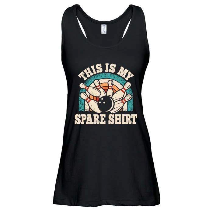 Funny Bowling Bowler Retro This Is My Spare Ladies Essential Flowy Tank