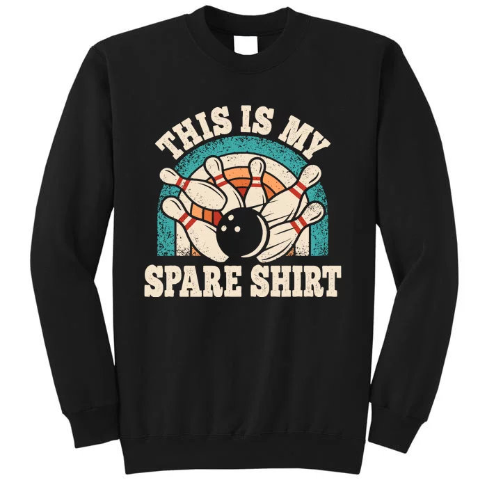 Funny Bowling Bowler Retro This Is My Spare Tall Sweatshirt