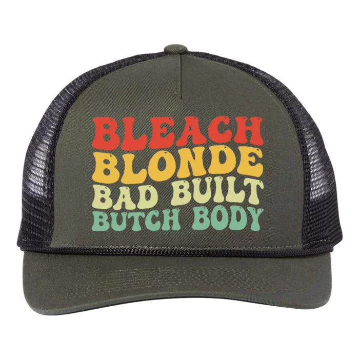 Funny Bleach Blonde Bad Built Butch Body Retro Rope Trucker Hat Cap