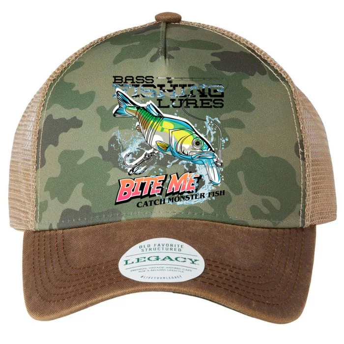 Funny Bass Bite Me Fishing Lures Legacy Tie Dye Trucker Hat