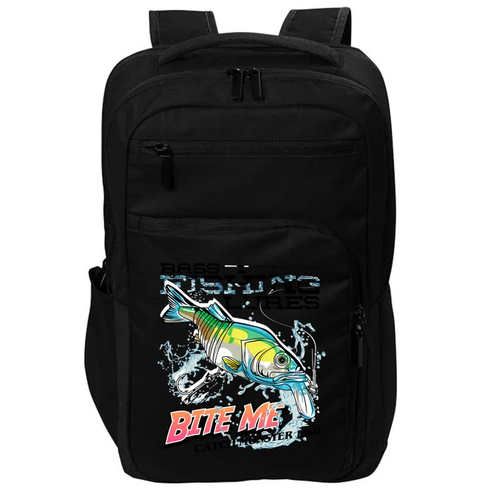 Funny Bass Bite Me Fishing Lures Impact Tech Backpack