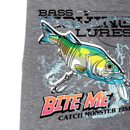 Funny Bass Bite Me Fishing Lures Doggie 3-End Fleece Hoodie