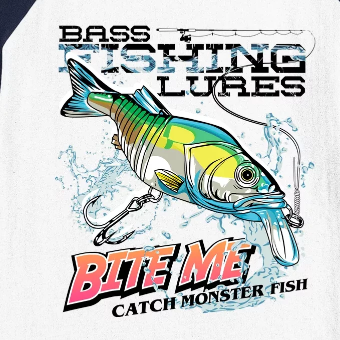 Funny Bass Bite Me Fishing Lures Baseball Sleeve Shirt