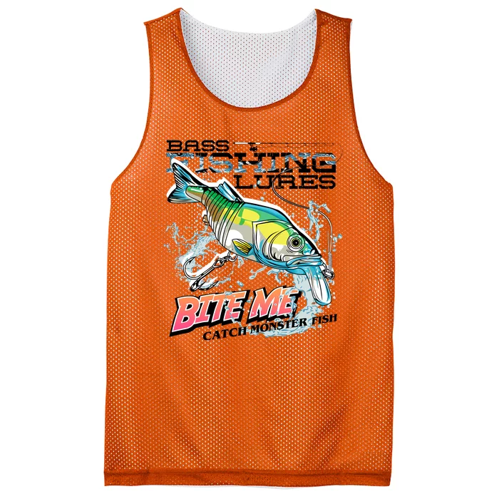 Funny Bass Bite Me Fishing Lures Mesh Reversible Basketball Jersey Tank