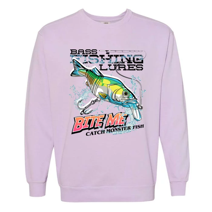 Funny Bass Bite Me Fishing Lures Garment-Dyed Sweatshirt