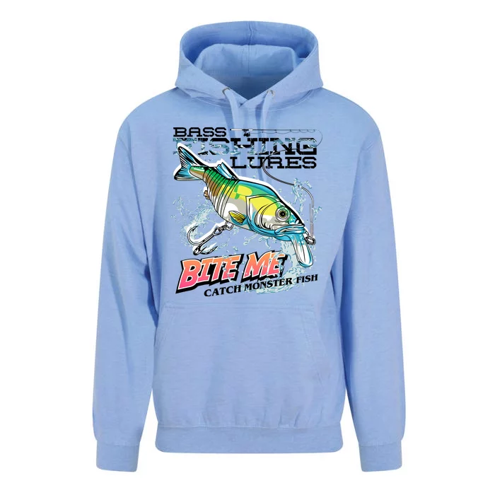 Funny Bass Bite Me Fishing Lures Unisex Surf Hoodie