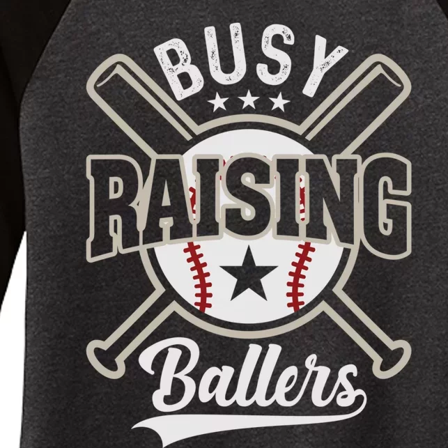 Funny Baseball - Busy Raising Ballers Women's Tri-Blend 3/4-Sleeve Raglan Shirt