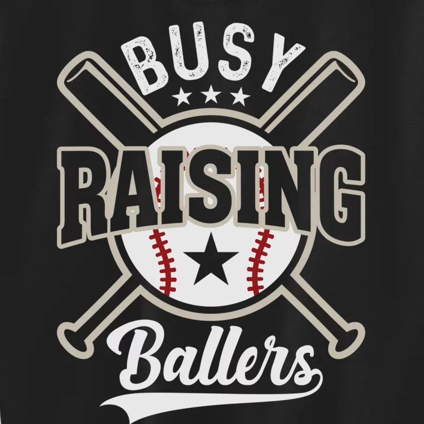 Funny Baseball - Busy Raising Ballers Kids Sweatshirt