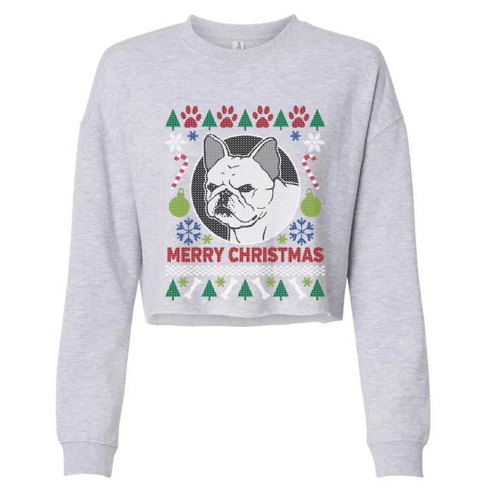 French Bulldog Breed Ugly Christmas Style Funny Gift Cropped Pullover Crew