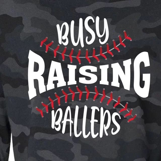 Funny Baseball - Busy Raising Ballers Cropped Pullover Crew