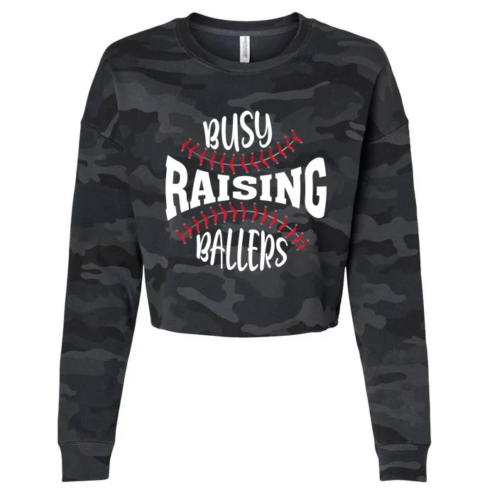 Funny Baseball - Busy Raising Ballers Cropped Pullover Crew