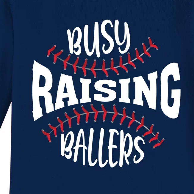 Funny Baseball - Busy Raising Ballers Baby Long Sleeve Bodysuit