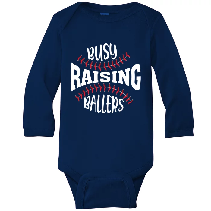 Funny Baseball - Busy Raising Ballers Baby Long Sleeve Bodysuit