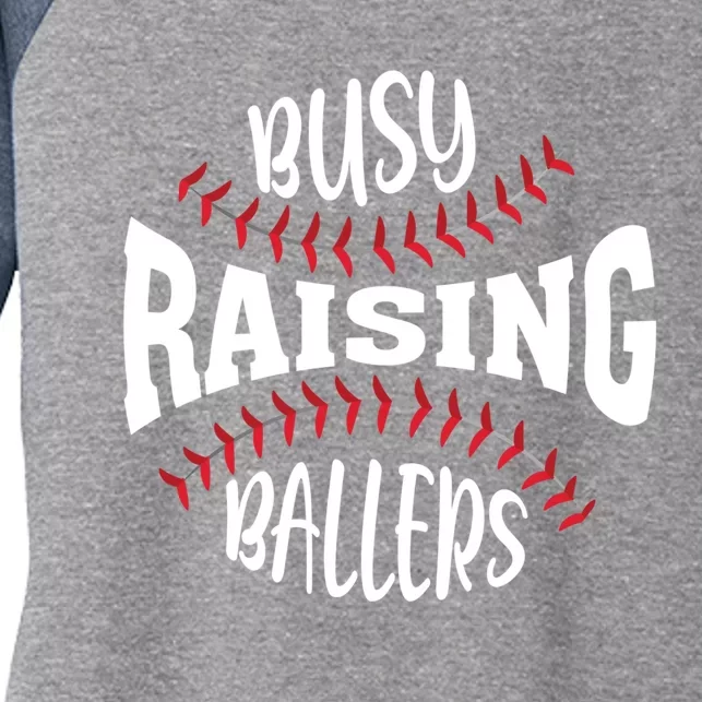 Funny Baseball - Busy Raising Ballers Women's Tri-Blend 3/4-Sleeve Raglan Shirt