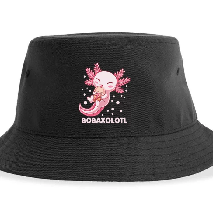 Funny Bobaxolotl Boba Tea Bubble Milk Kawaii Axolotl Anime Sustainable Bucket Hat