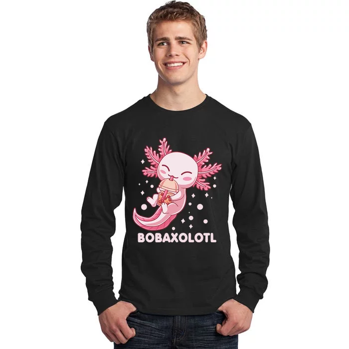 Funny Bobaxolotl Boba Tea Bubble Milk Kawaii Axolotl Anime Tall Long Sleeve T-Shirt