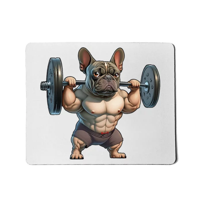 French Bulldog Bodybuilding Gym Frenchie Weightlifter Mousepad