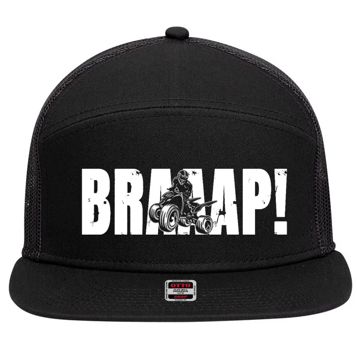 Funny Brap Brap Quad ATV Braap 7 Panel Mesh Trucker Snapback Hat