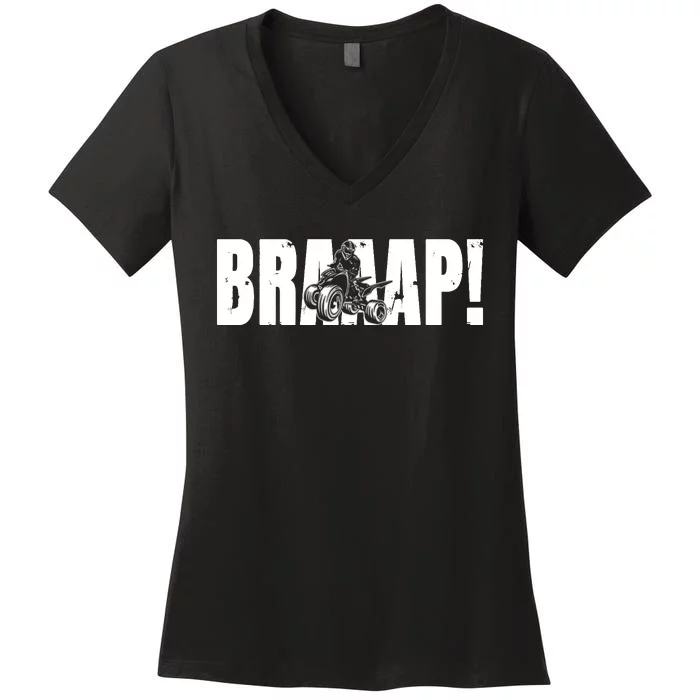 Funny Brap Brap Quad ATV Braap Women's V-Neck T-Shirt