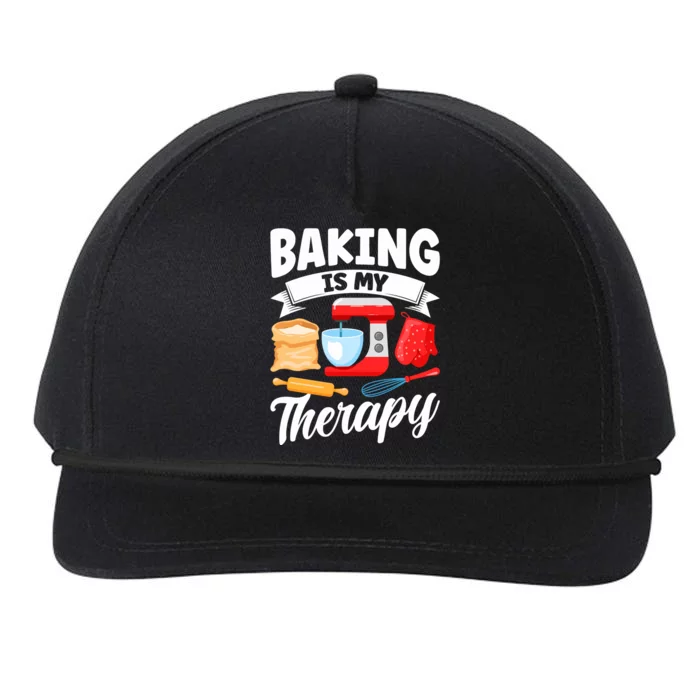 Funny Bakers Baking Is My Therapy Cake Bakers Cupcake Bakers Gift Snapback Five-Panel Rope Hat