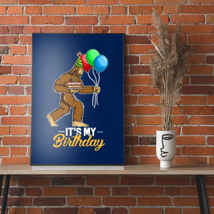 Funny Bigfoot Birthday Cake Balloons Sasquatch Yeti 1 Poster