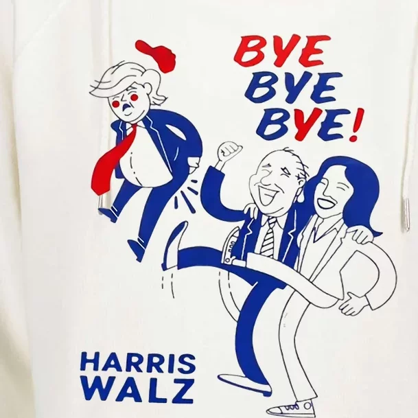 Funny Bye Bye Trump Harris Walz 2024 Vote Blue Womens Funnel Neck Pullover Hood