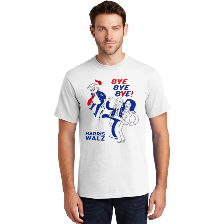 Funny Bye Bye Trump Harris Walz 2024 Vote Blue Tall T-Shirt