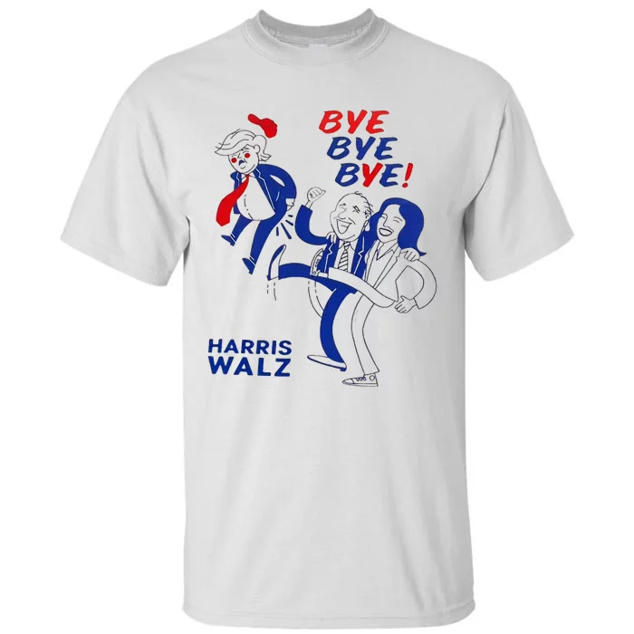 Funny Bye Bye Trump Harris Walz 2024 Vote Blue Tall T-Shirt