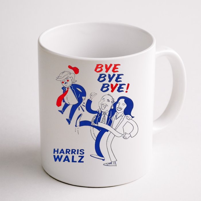 Funny Bye Bye Trump Harris Walz 2024 Vote Blue Front & Back Coffee Mug