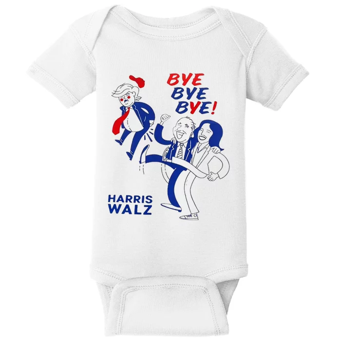 Funny Bye Bye Trump Harris Walz 2024 Vote Blue Baby Bodysuit