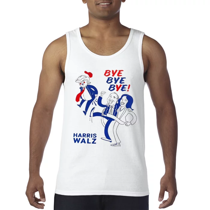 Funny Bye Bye Trump Harris Walz 2024 Vote Blue Tank Top