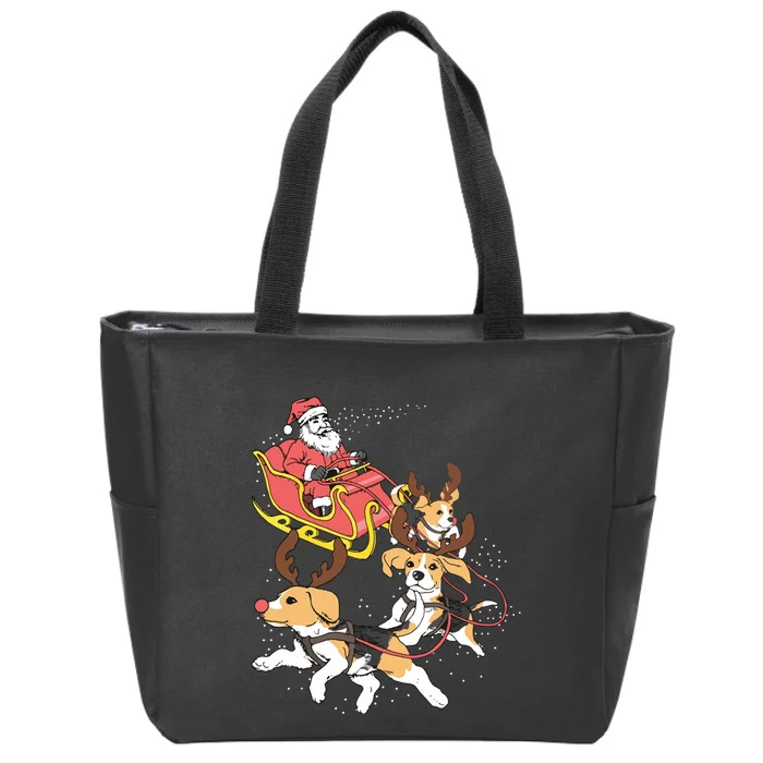 Funny Beagle Christmas Tee For Cute Dog Lovers Zip Tote Bag