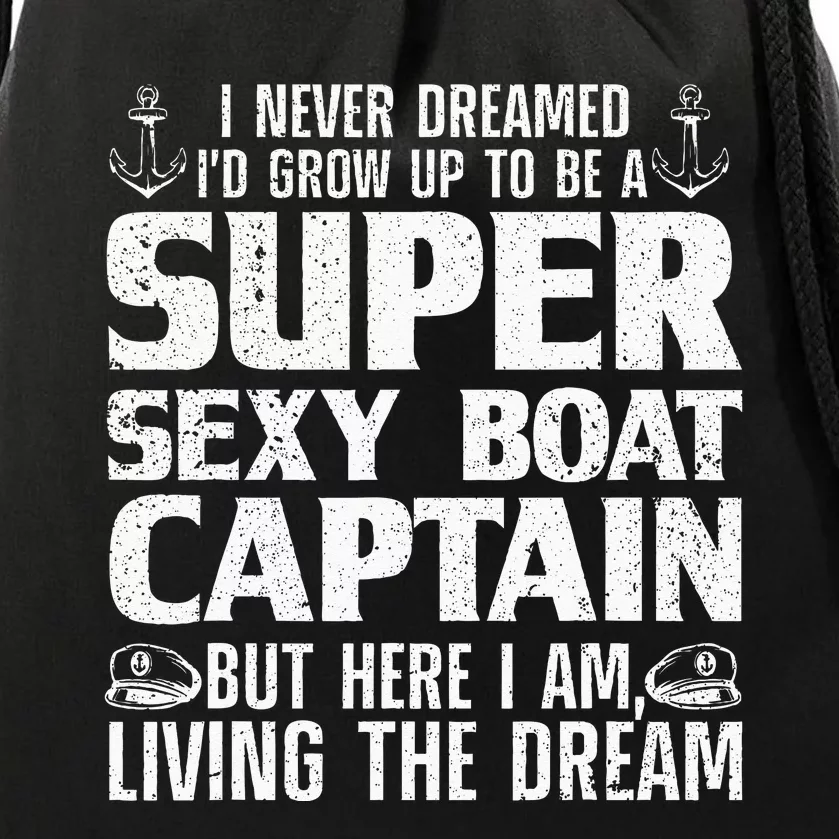 Funny Boat Captain Design For Men Women Boating Boat Captain Drawstring Bag