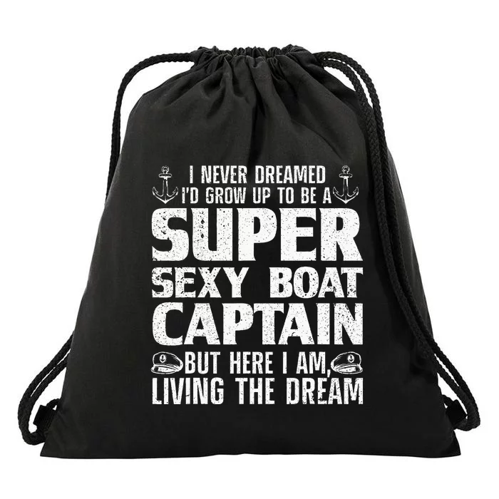 Funny Boat Captain Design For Men Women Boating Boat Captain Drawstring Bag