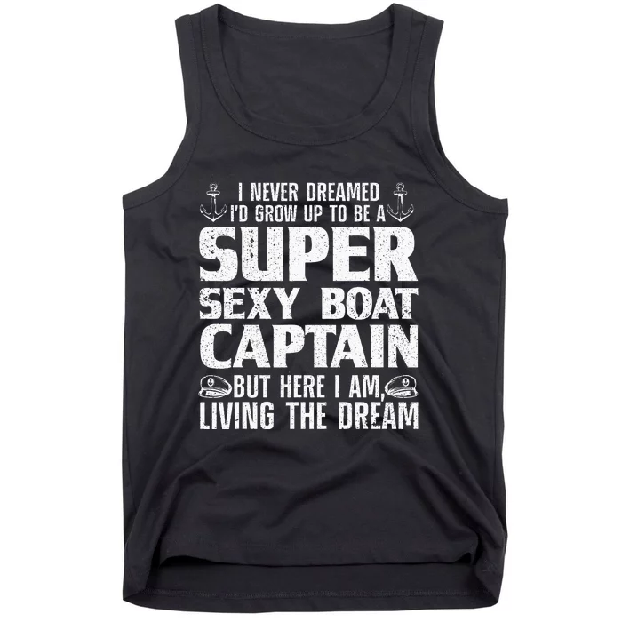 Funny Boat Captain Design For Men Women Boating Boat Captain Tank Top