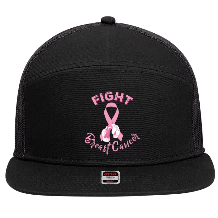 Fight Breast Cancer Boxing Gloves Breast Cancer Awareness 7 Panel Mesh Trucker Snapback Hat