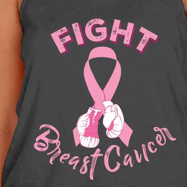 Fight Breast Cancer Boxing Gloves Breast Cancer Awareness Women's Knotted Racerback Tank