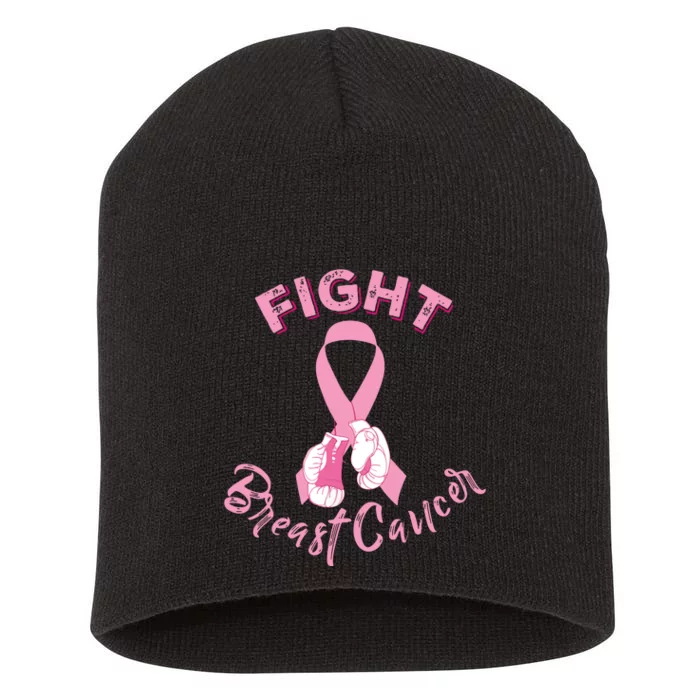 Fight Breast Cancer Boxing Gloves Breast Cancer Awareness Short Acrylic Beanie