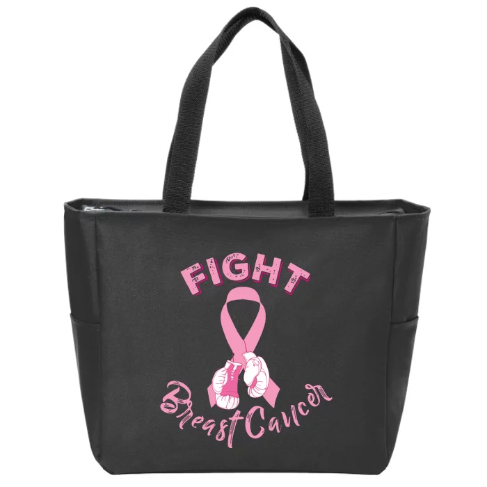 Fight Breast Cancer Boxing Gloves Breast Cancer Awareness Zip Tote Bag