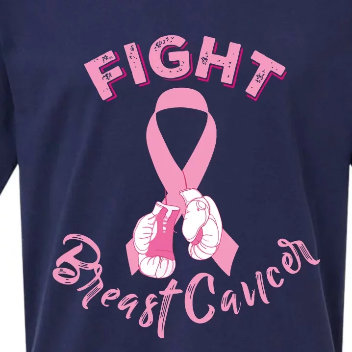 Fight Breast Cancer Boxing Gloves Breast Cancer Awareness Sueded Cloud Jersey T-Shirt