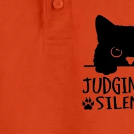 Funny Black Cat Judging You Silently Sarcastic Cat Mom Dry Zone Grid Performance Polo