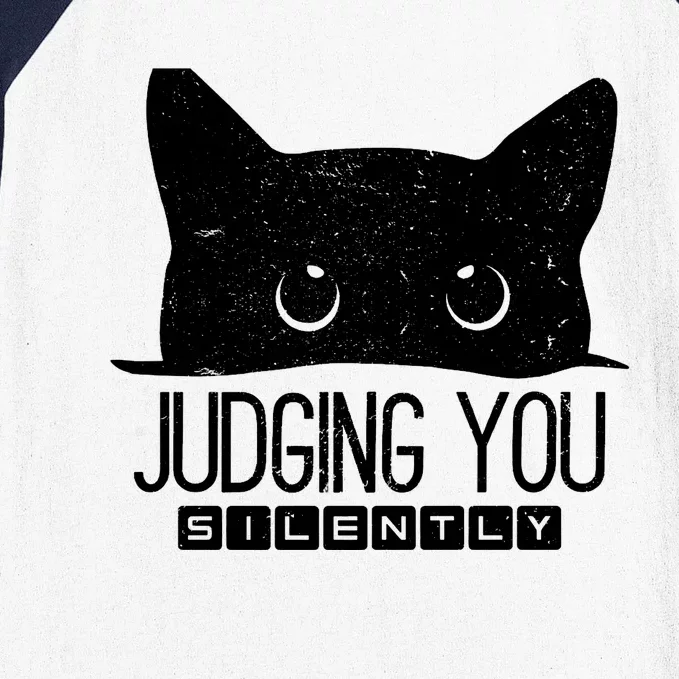 Funny Black Cat Judging You Silently Sarcastic Cat Mom Gift Baseball Sleeve Shirt