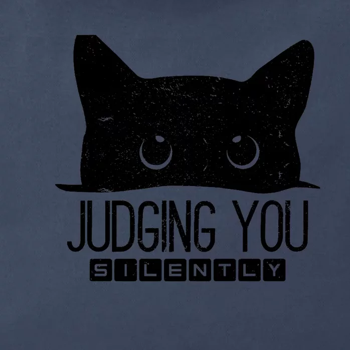 Funny Black Cat Judging You Silently Sarcastic Cat Mom Gift Zip Tote Bag