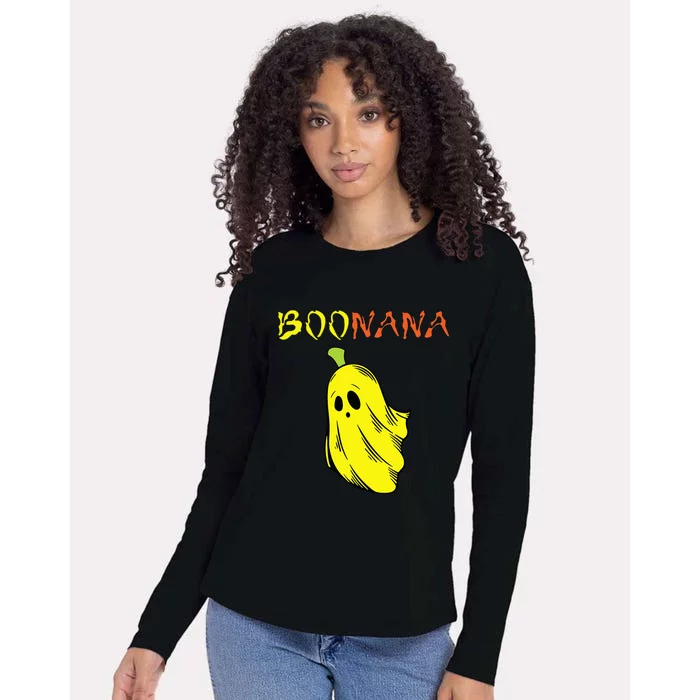 Funny Boonana Cute Banana Ghost Halloween Banana Lover Womens Cotton Relaxed Long Sleeve T-Shirt